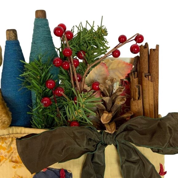 HC Accents Henry Curtis Patchwork Teddy Bear Wall Pocket Christmas Decor 1992 - Picture 7 of 10